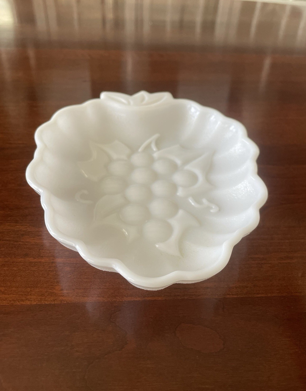 Vintage Hazel Atlas Milk Glass Grapes Dish Milk Glass Trinket Dish - Spoon Rest